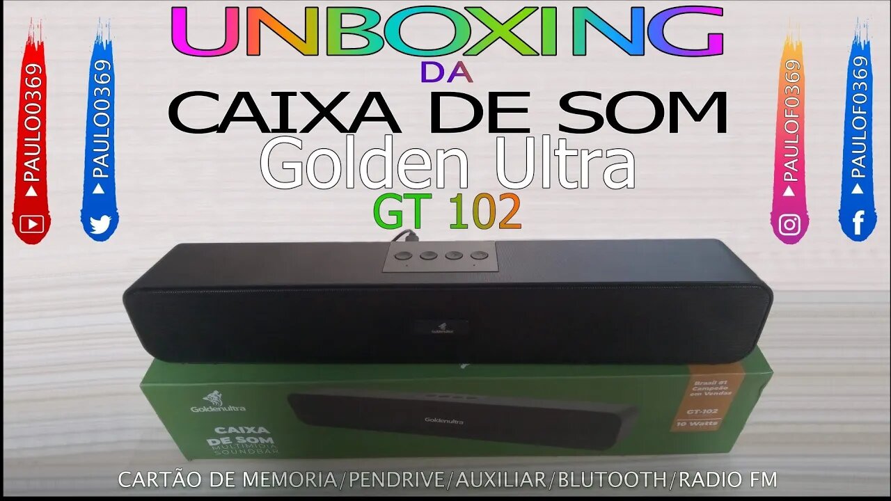 Unboxing da Caixa de Som Bluetooth GoldenUltra SoundBar GT-102