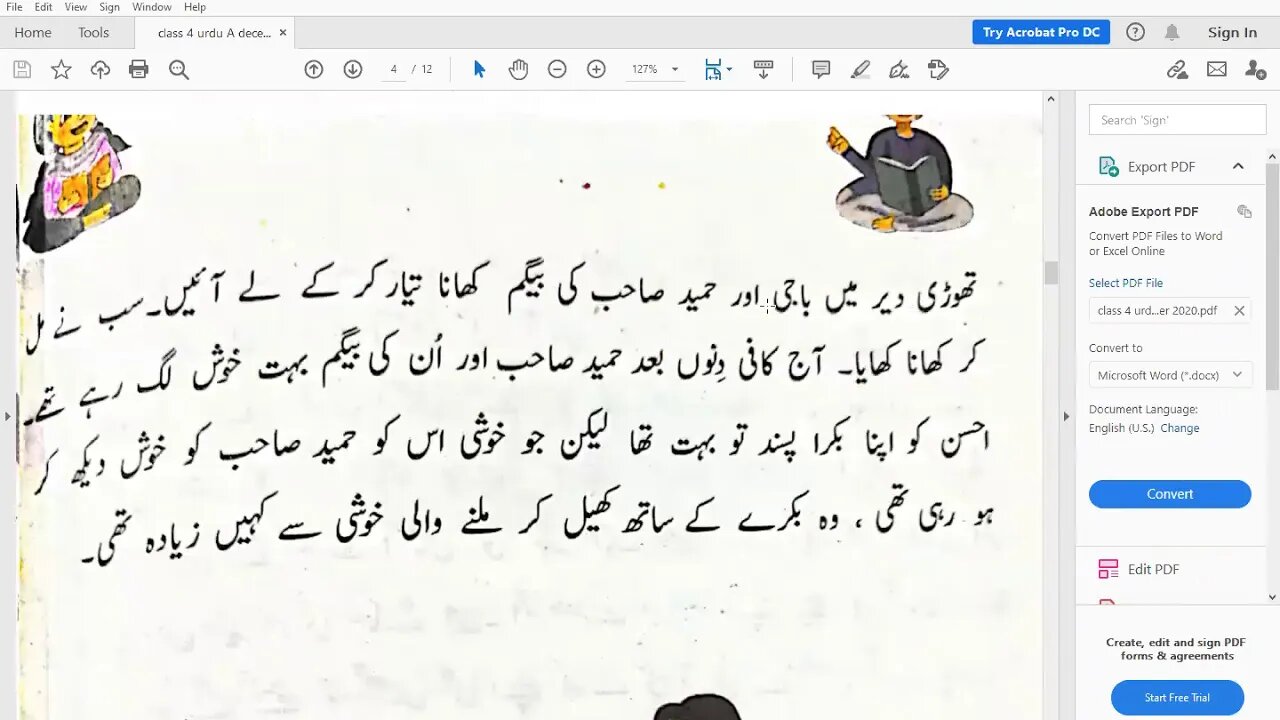 Class 4th Urdu A Zoom Online Class 1 Dec 2020