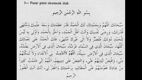 PAZAR GÜNÜ OKUNACAK DUA
