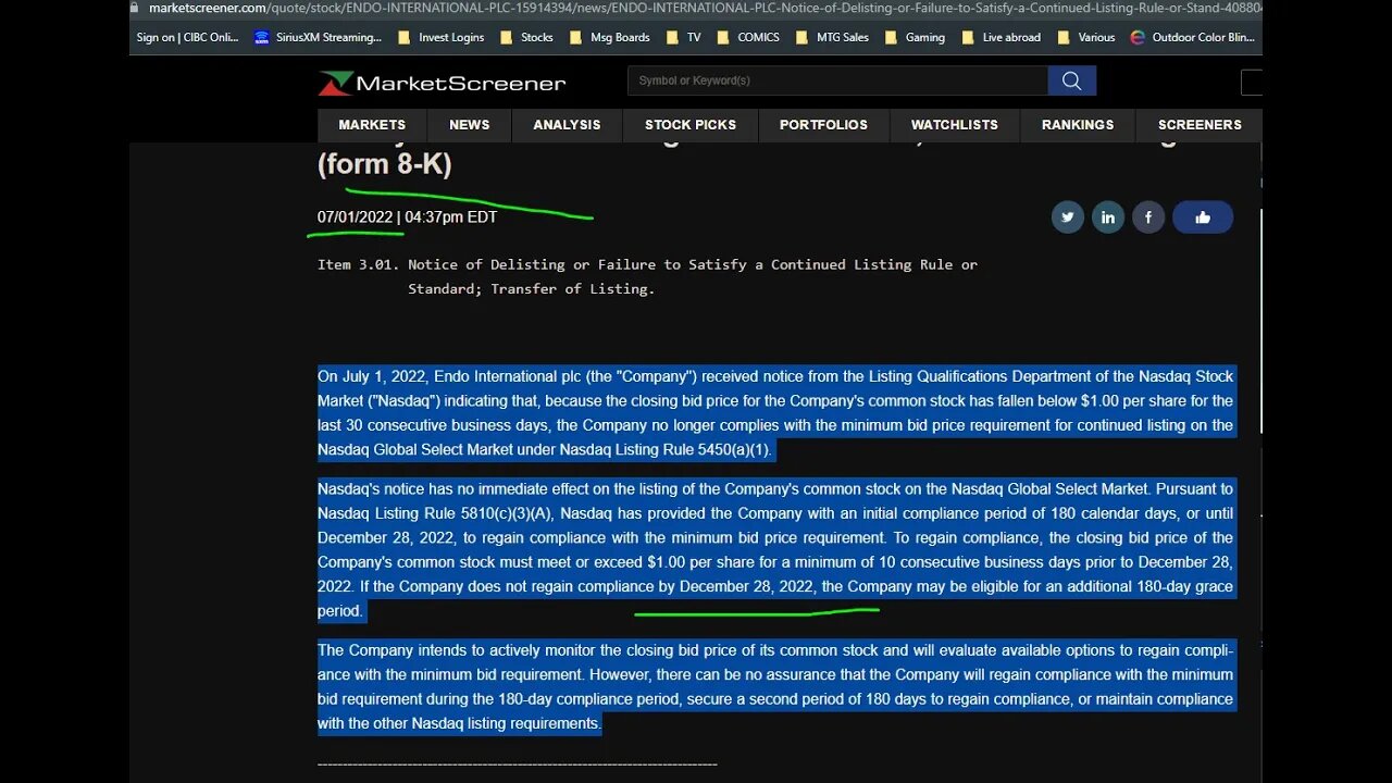 $ENDP FORMALITY FILING HITPIECE NOTHINGS HAPPENING BEFORE DEC 28TH 2022 YIKES PLS LEARN TO DD