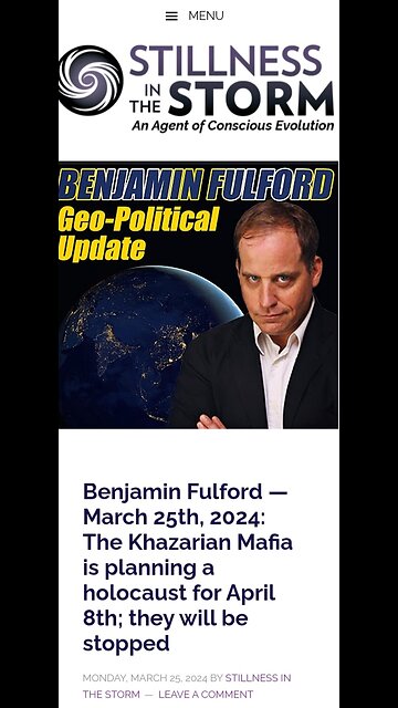 Benjamin Fulford’s Weekly Geopolitical News & Analysis, March 25, 2024 The Khazarian Mafia is planning a holocaust for April 8th; they will be stopped