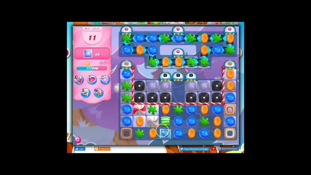 Candy Crush Level 3843 Talkthrough, 21 Moves 0 Boosters