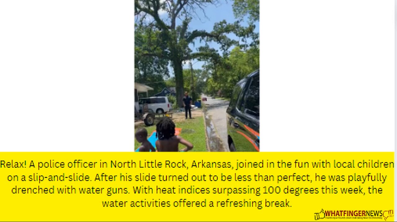 Relax! A police officer in North Little Rock, Arkansas, joined in the fun with local children