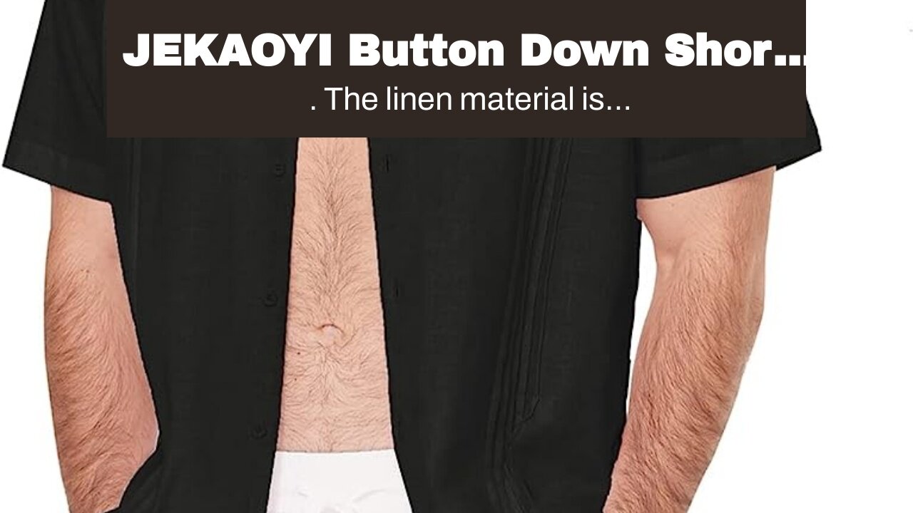 JEKAOYI Button Down Short Sleeve Linen Shirts for Men Summer Casual Cotton Spread Collar Beach...