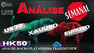 HK50 ANÁLISE SEMANAL PLATAFORMA TRADINGVIEW + U30 - XAUUSD -EURUSD AO VIVO