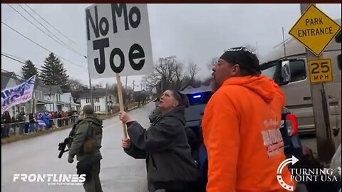 Locals have started chanting “No More Joe” as they await Trump’s arrival to East Palestine