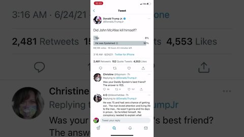 Donald Trump Jr John McAfee Death Twitter Poll