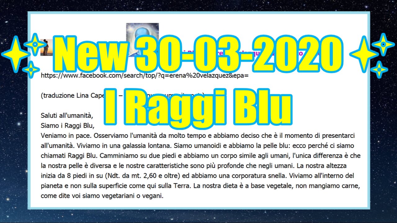 I Raggi Blu via Erena Velazquez, 28 marzo 2020.