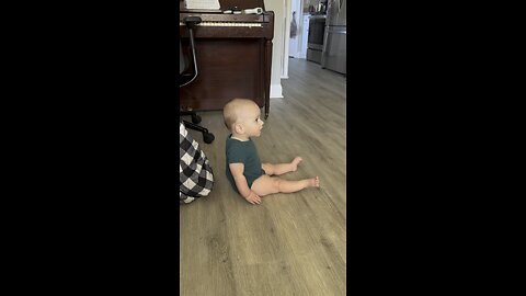 cute baby reacts to his favorite show