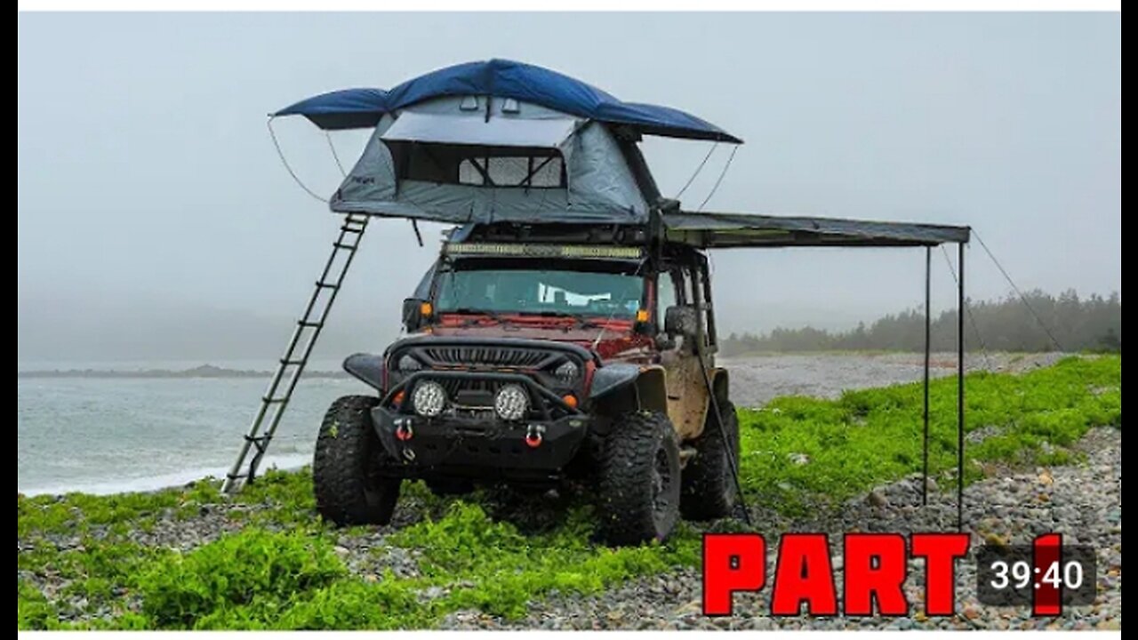 Camping with roof top tent overland jeep#