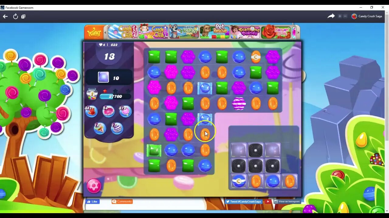 Candy Crush Level 632 Talkthrough, 22 Moves 0 Boosters