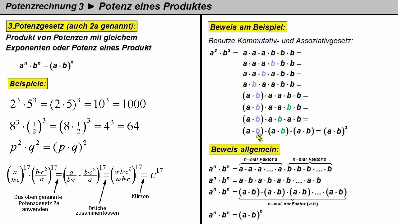 Potenzrechnung 3 ► Potenz eines Produktes