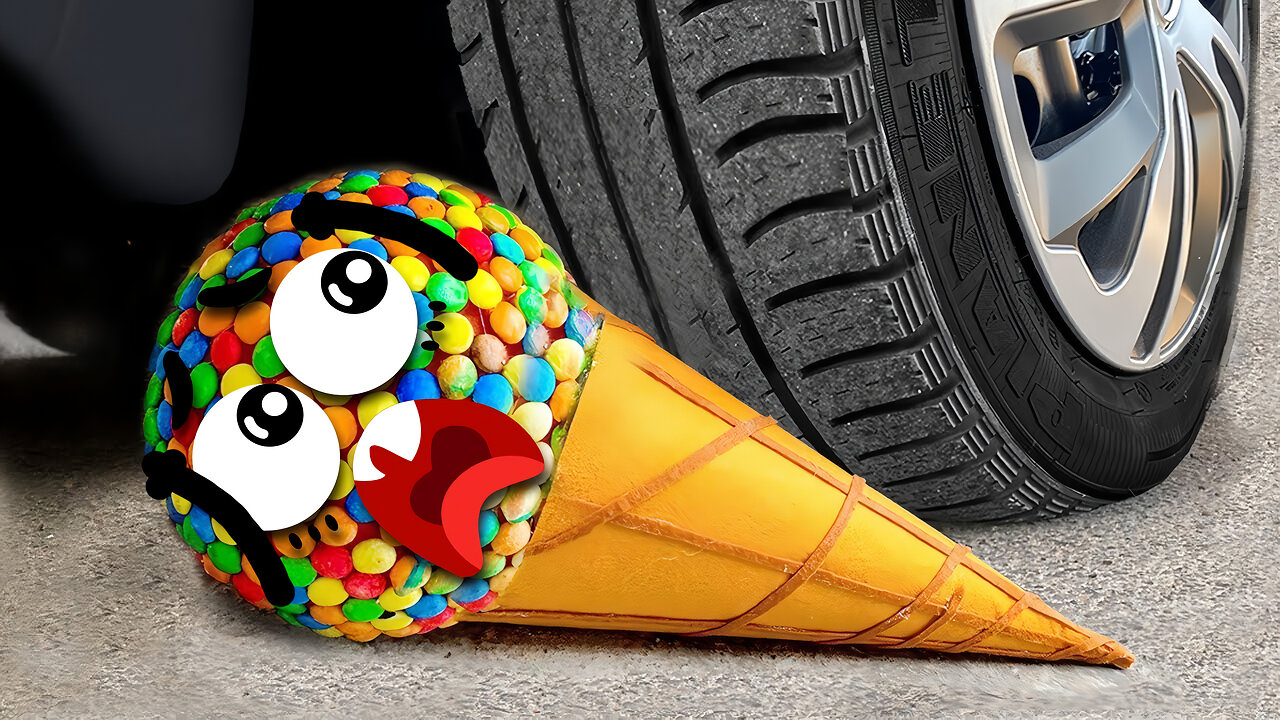 Experiment Car vs M&M Icecream Toy, Watermelon| Crushing Crunchy & Soft Things by Car