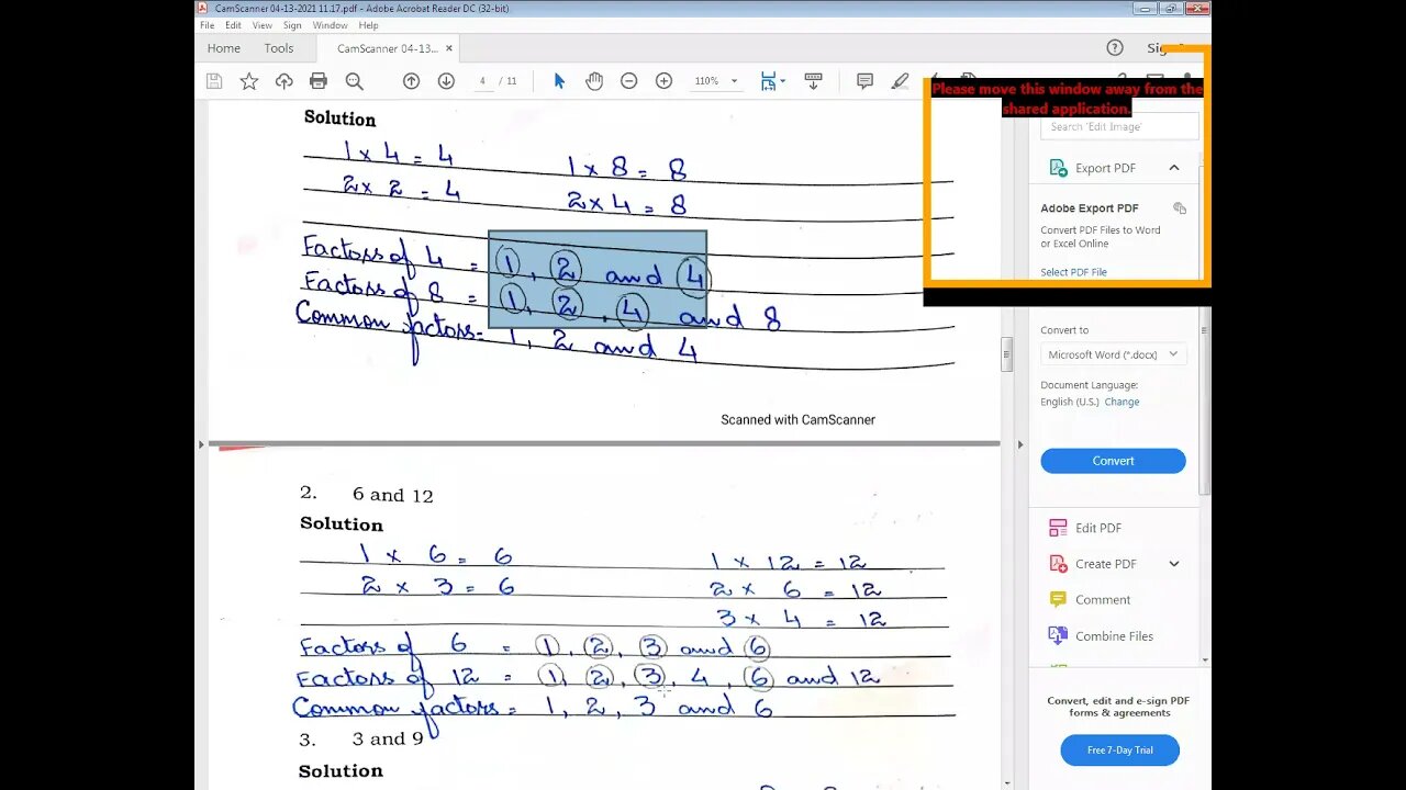 Math A class 4 21 April 21