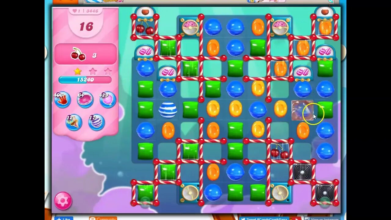 Candy Crush Level 3446 Talkthrough, 20 Moves 0 Boosters