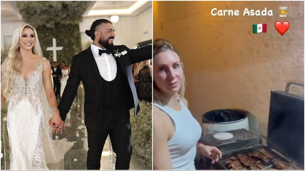 WWE's Charlotte Flair cooking for carne asada for her Mexican husband Andrade El Idolo