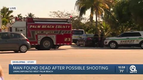 Man dead from possible gunshot wound after car crashes into bushes near West Palm Beach