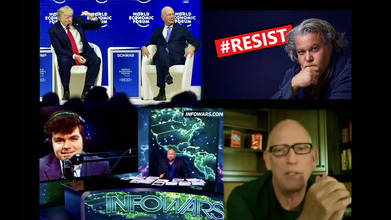 Infowar Alex Jones Nick Fuentes Kanye West Hitler Klaus Schwab WEF Davos Trump Scott Adams Elon Musk