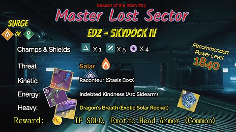 Destiny 2 Master Lost Sector: EDZ - Skydock IV on my Stasis Hunter 3-15-24