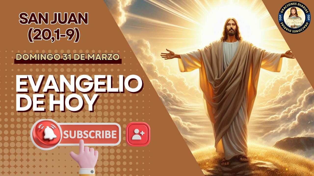 Evangelio de HOY. Domingo 31 de marzo 2024. Jn. 20,1-9. ¡El señor ha resucitado!