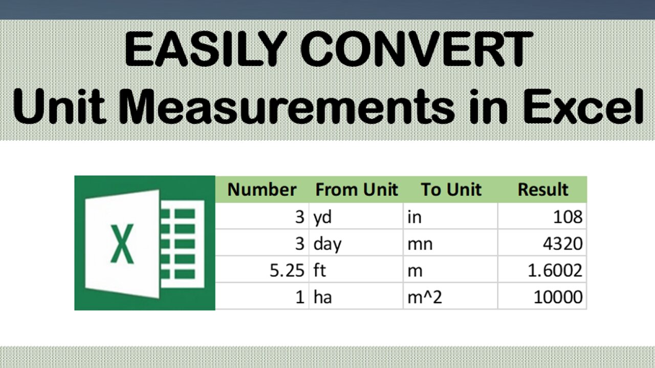 HOW TO USE CONVERT EXCEL FUNCTION FOR VARIOUS UNIT MEASUREMENTS