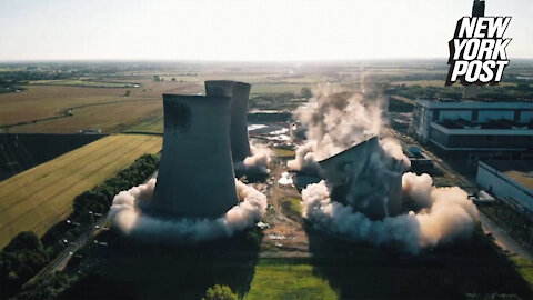 300-foot cooling towers come crashing down