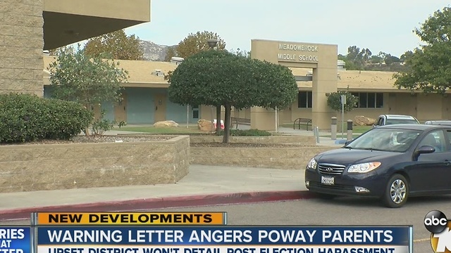 Warning letter angers Poway parents