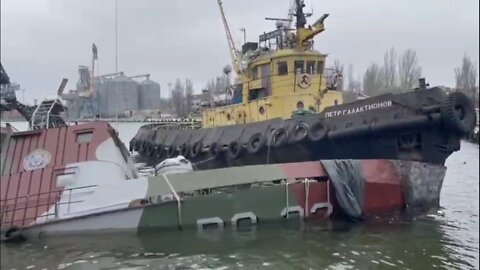 The guard ship "Donbass" of Ukrainian Navy was flooded in the port of Mariupol