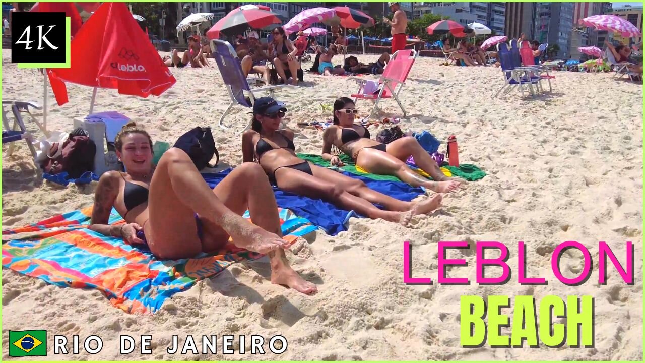 🇧🇷 SUMMER Weather on LEBLON BEACH 🌡️🌞 | Beach walk Rio de Janeiro 【 4K 】 ⁶⁰