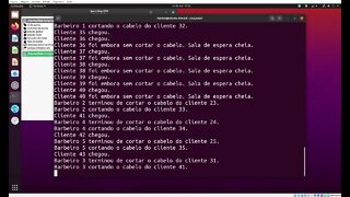 Exemplo de Execução do Exercício dos Barbeiros com Threads, Variável de Condição e Semáforo no Linux