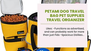 PetAmi Dog Travel Bag Pet Supplies Travel Organizer Tote with Food Containers Collapsible Bowls...