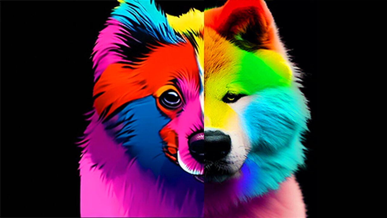 Cute Dog Abstract, Multi Colored Convert to Vector Style