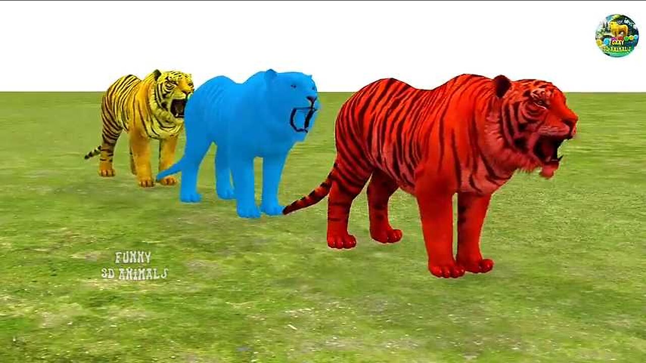 Paint Animals Gorilla Cow Tiger Lion Elephant Fountain Crossing Animal Game