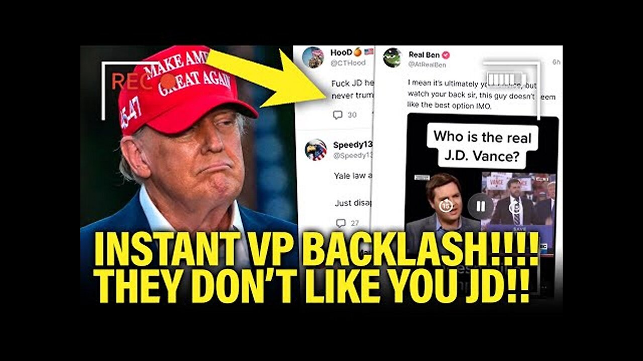 Psyop Pedo Trump's VP Pick JD Vance Instantly Rejected By His Own Voters!