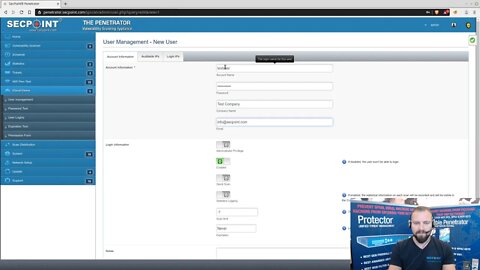 SecPoint Penetrator Create New User