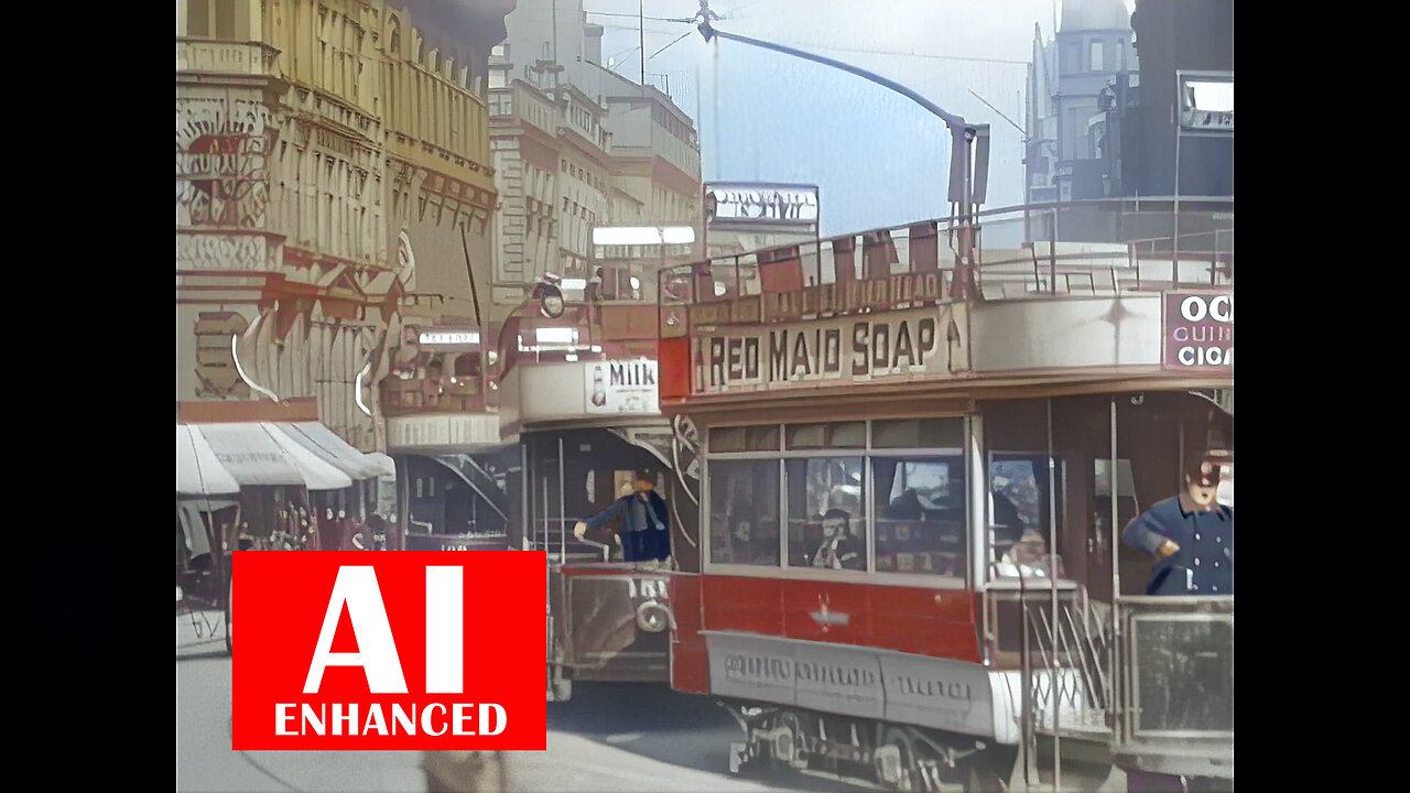 Liverpool, 1901. AI Enhanced. BW. Filmed From A Tram Car. Details Recovered, Sharpened HD