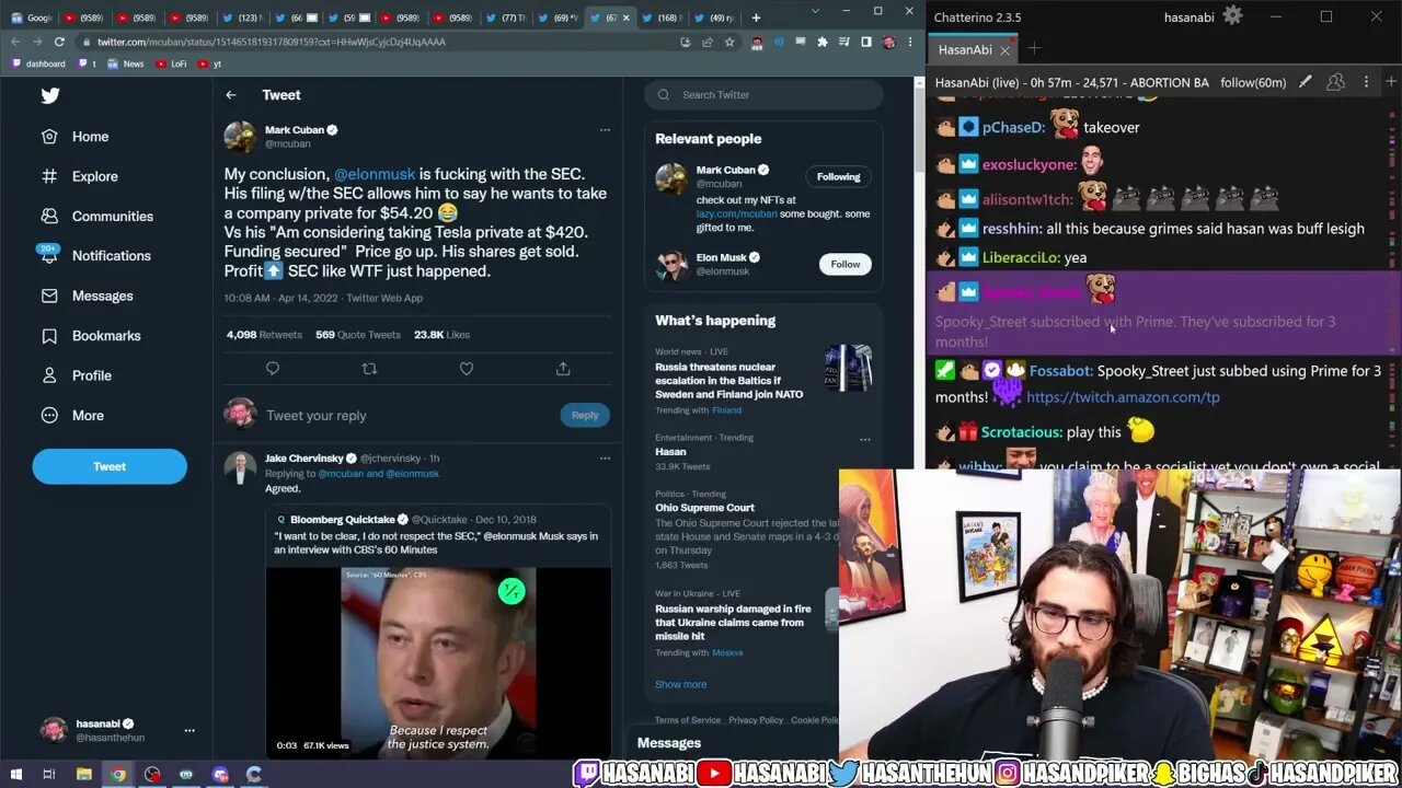 Hasanabi Opinion About Elon Musk Buying Twitter Hasanabi Reacts