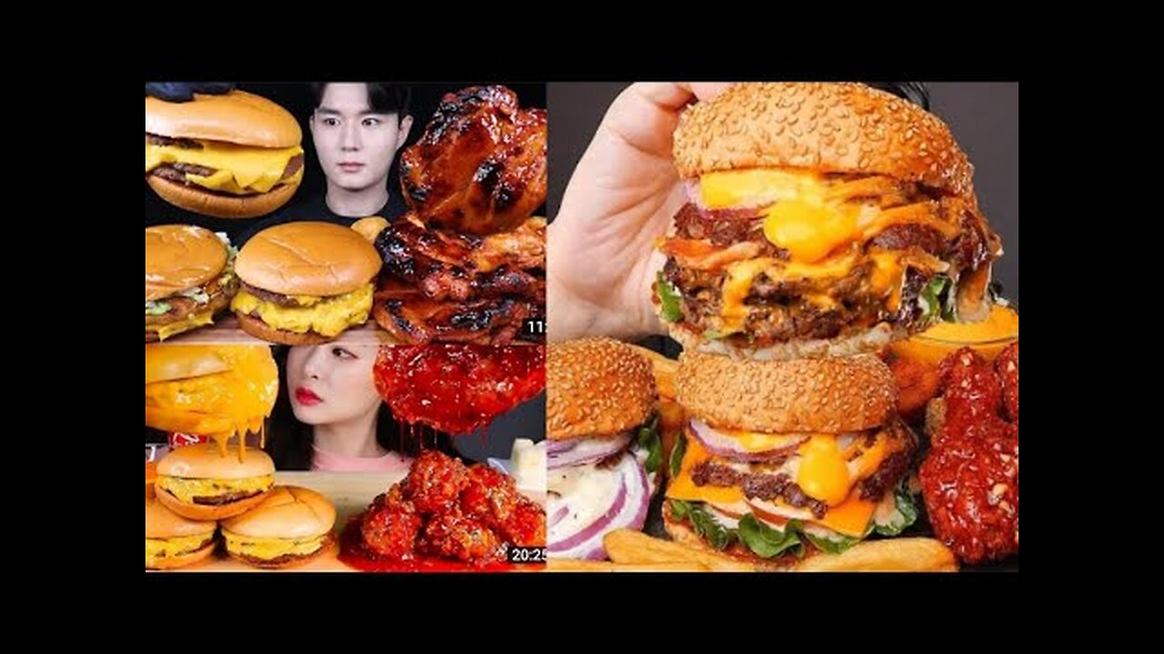 most popular BURGER EATING COMPILATION 🍔- big bites - popular mukbangers - cc by JEA