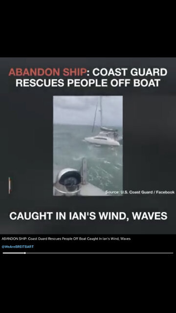 Abandon ship - coast guard rescue people off the boat caught in Ian’s wind waves