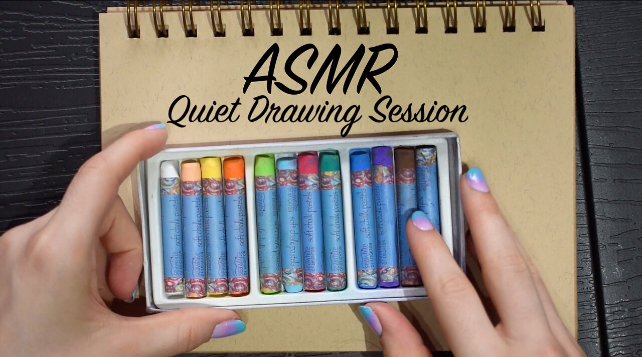 ASMR Chalk Drawing Lavender Field | Sketching and Paper Sounds | (No Talking)