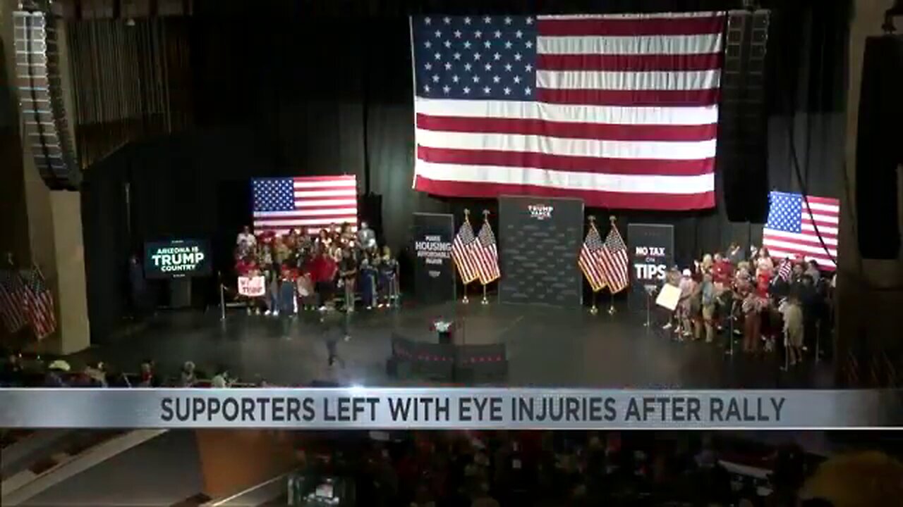 Supporters sitting behind Trump during Tucson AZ speech reporting mysterious Eye Injuries 👀