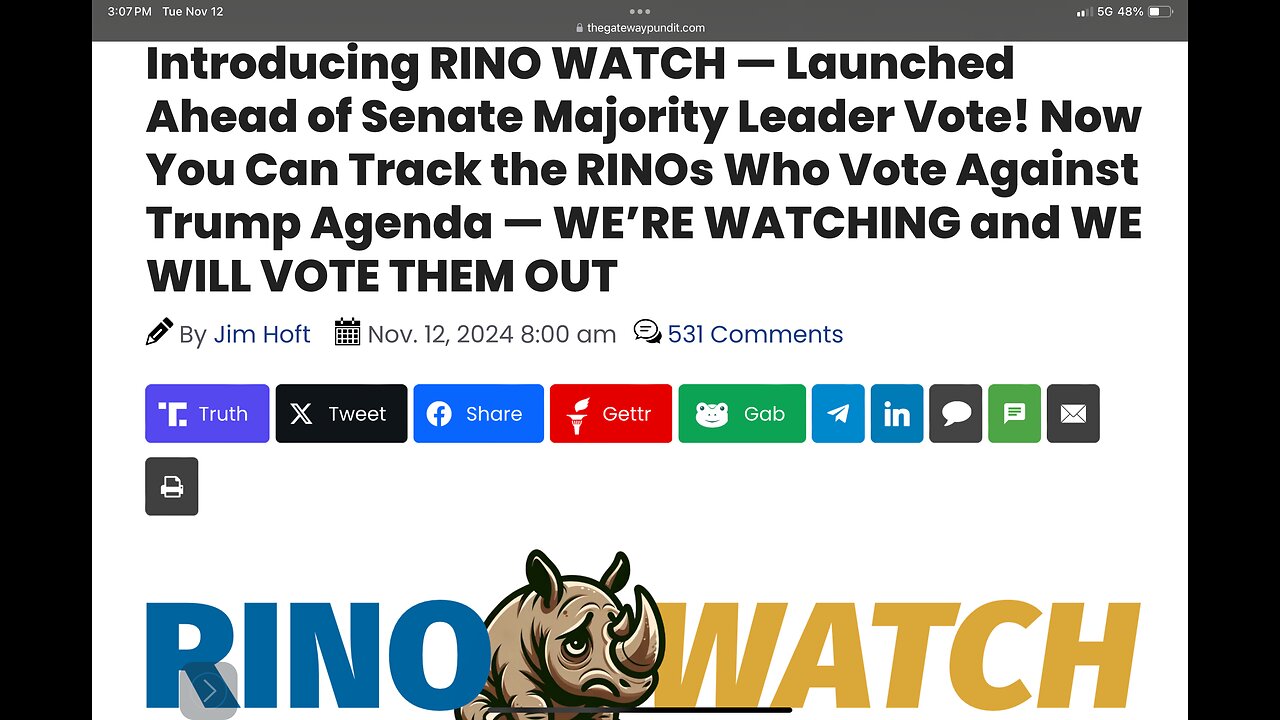 Introducing RINO WATCH — Launched Ahead of Senate Majority Leader Vote!