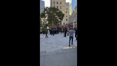 First Responders of NY - fire truck and crew at Rockefeller Center