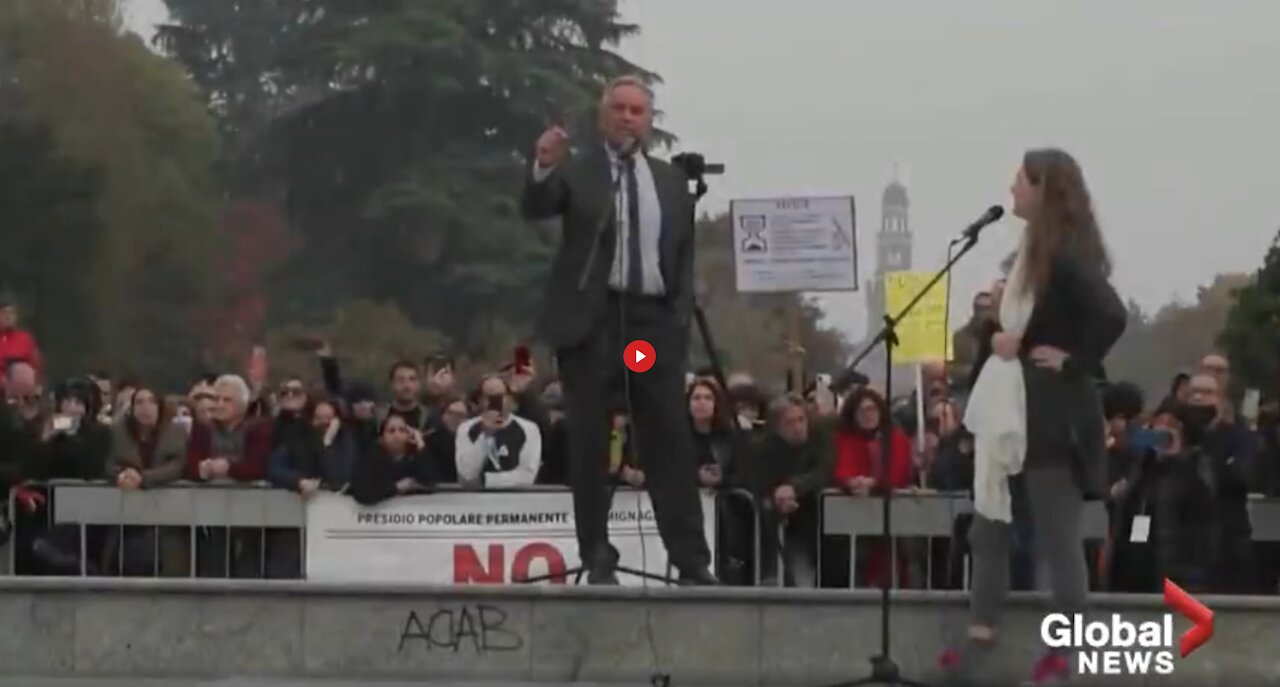 Robert F. Kennedy Jr. speaks at “Green Pass” protest in Italy.