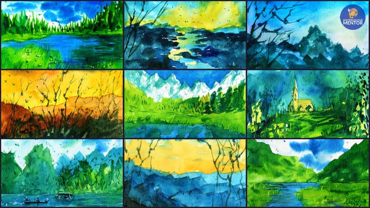 Watercolor Mountains For Beginners Class! (Free for first 50 students, check video description link)