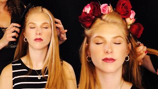 ASMR 🌹 Rose Flower Crown, Hair Brushing, Gentle Whispers, Hair Play, Fresh Flowers, with Corrina