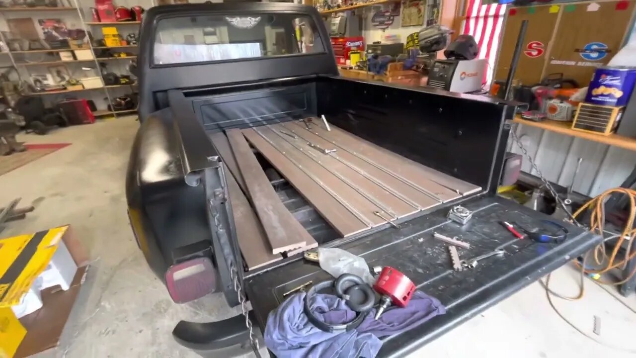 Composite wood truck bed floor#lmc#c10#roundeyec10#squarebody#chevy#454#budgetbuilds