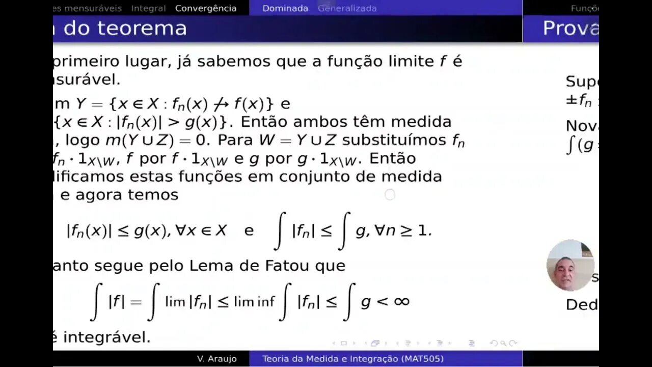 Medida e Integração: Funções (semi-)integráveis e o Teorema da Convergência Dominada