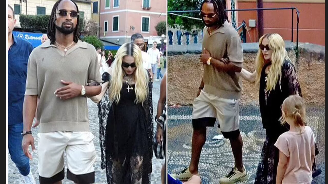 Madonna, 65, holds hands with new toyboy ahead of 66th birthday party in Italy
