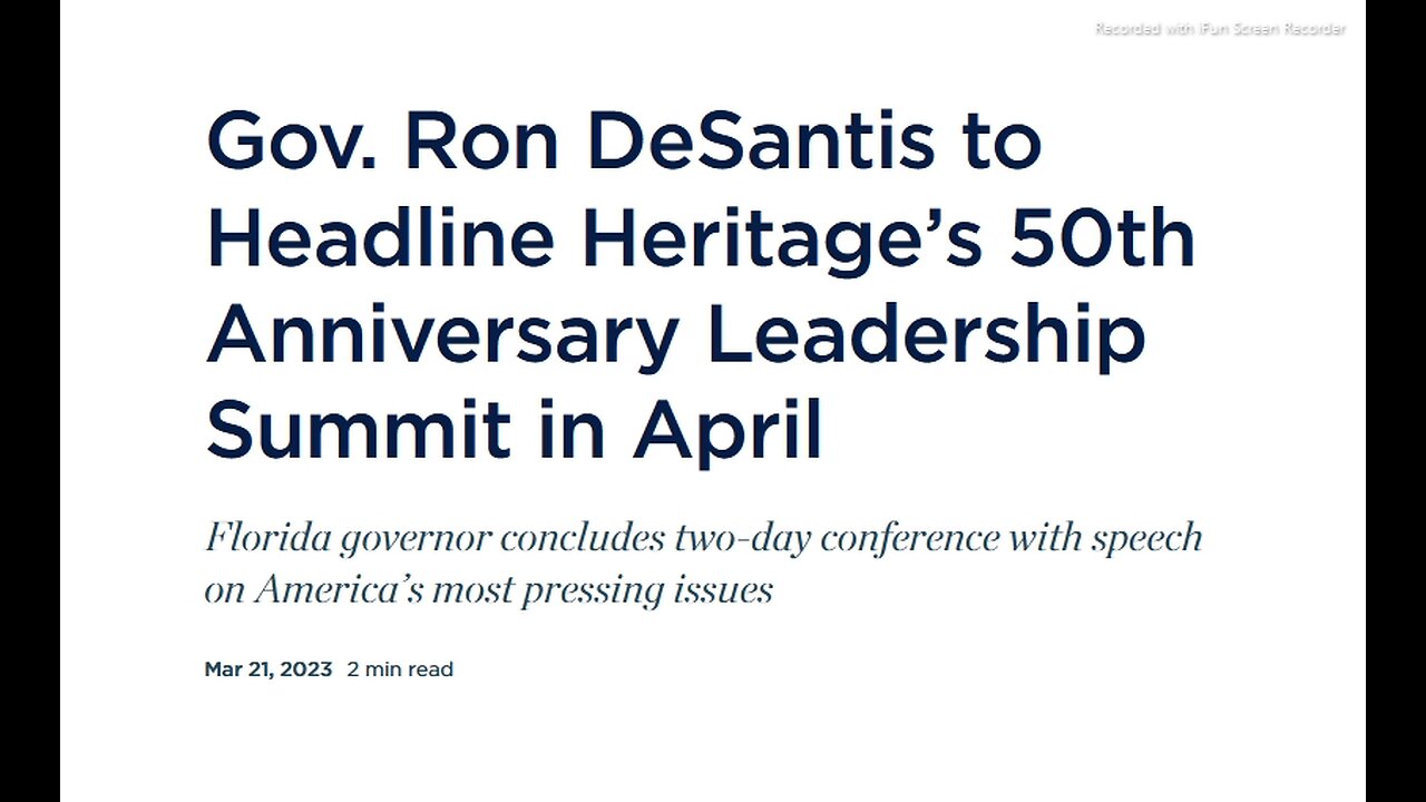 DeSantis to Headline Heritage’s 50th Anniversary Leadership Summit in April 21, 2023. Article text below.